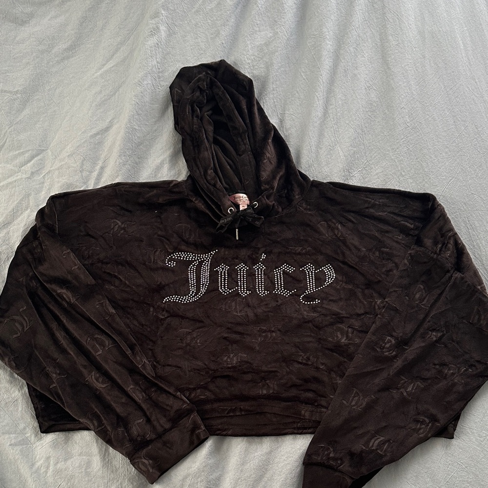 Juicy Couture Crop Hoodie with Rhinestone Detail